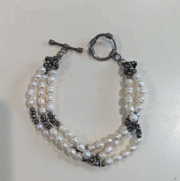 Vintage freshwater pearls, 3 stranded bracelet - Picture 6 of 9